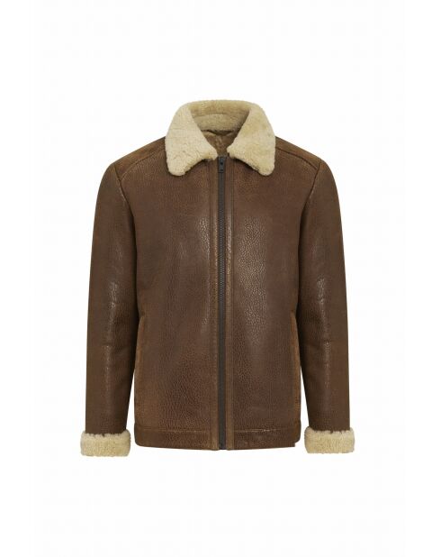 Giacca Radu in pelle castagna