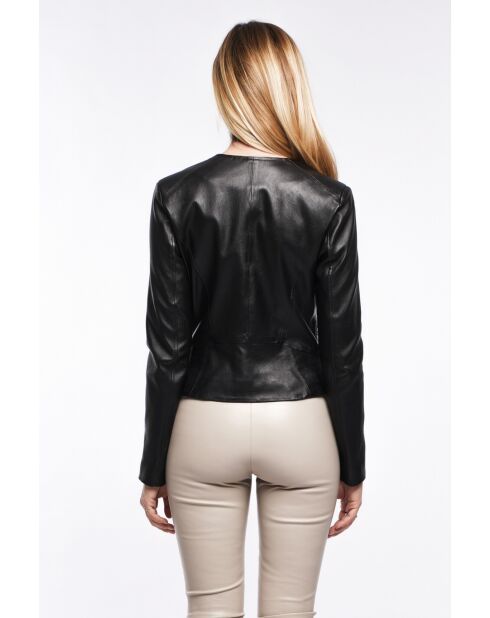 Veste en cuir Karlie Stretch noir
