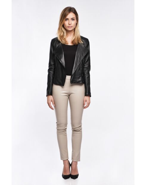 Veste en cuir Karlie Stretch noir