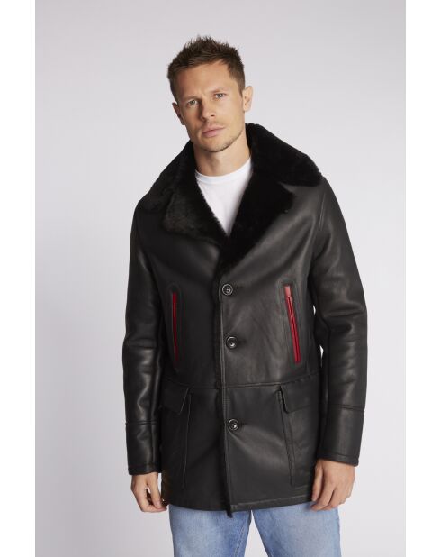 Abrigo Guillaume de piel negro