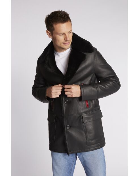 Abrigo Guillaume de piel negro