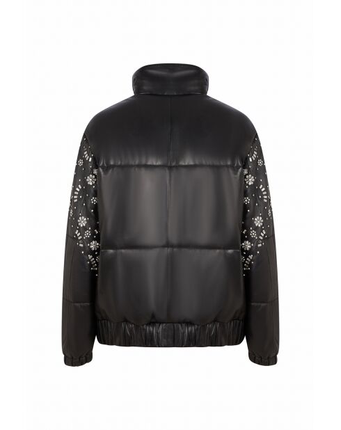 Doudoune en cuir Astrais Strass noire
