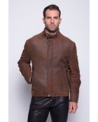 Giacca Boston in pelle marrone