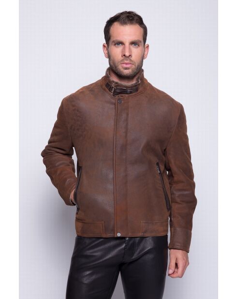 Bruine leren jas Boston