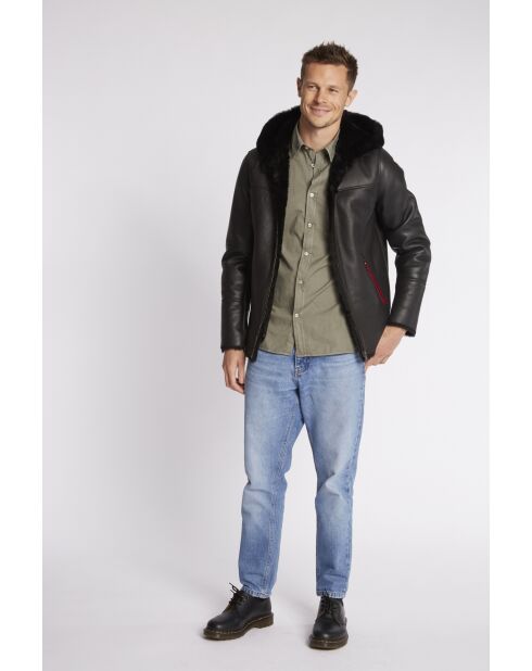 Blouson en cuir Paolino noir