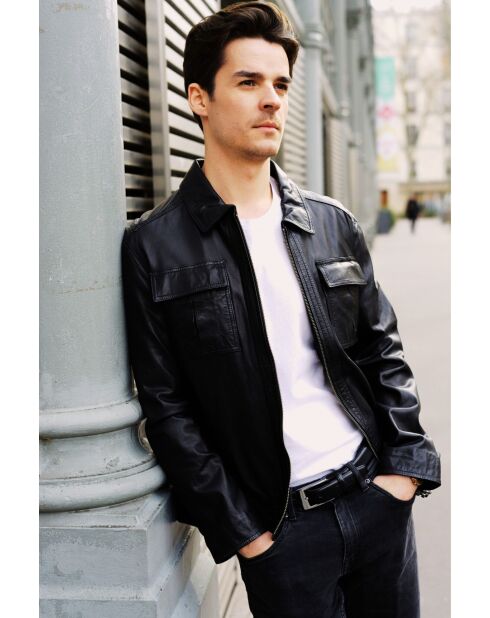 Veste en cuir Yasm noire