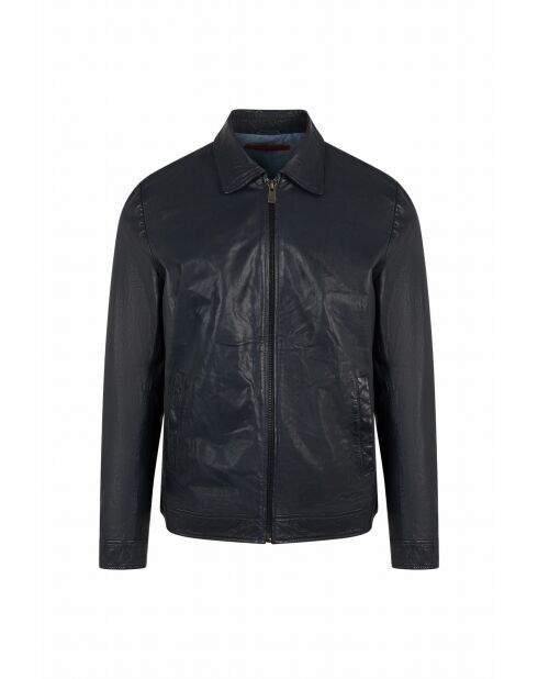 Marineblaue Lederjacke Cory