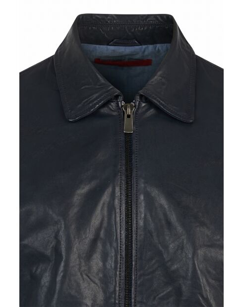 Marineblaue Lederjacke Cory