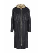 Zwart/lichtgouden leren jas van Sudbury