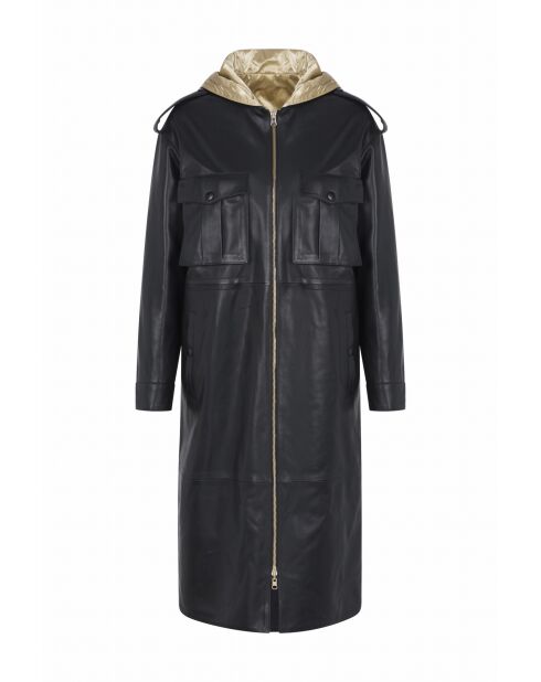 Abrigo de piel Sudbury negro/dorado claro