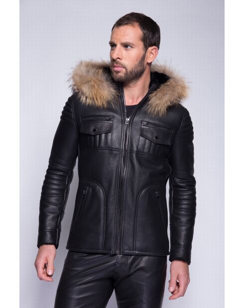 Blouson en cuir Geronimo noir