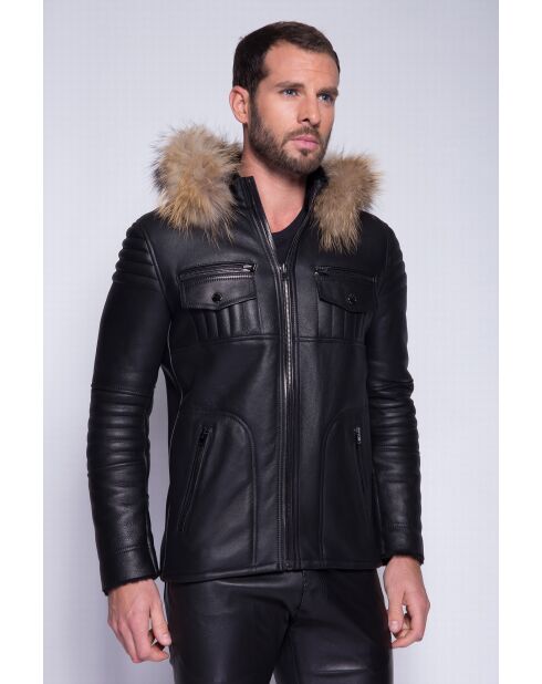 Blouson en cuir Geronimo noir