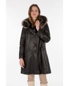 Manteau en cuir Erica noir