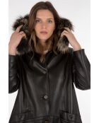 Manteau en cuir Erica noir