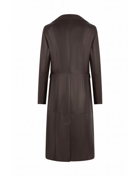 Abrigo Panthea de piel color chocolate