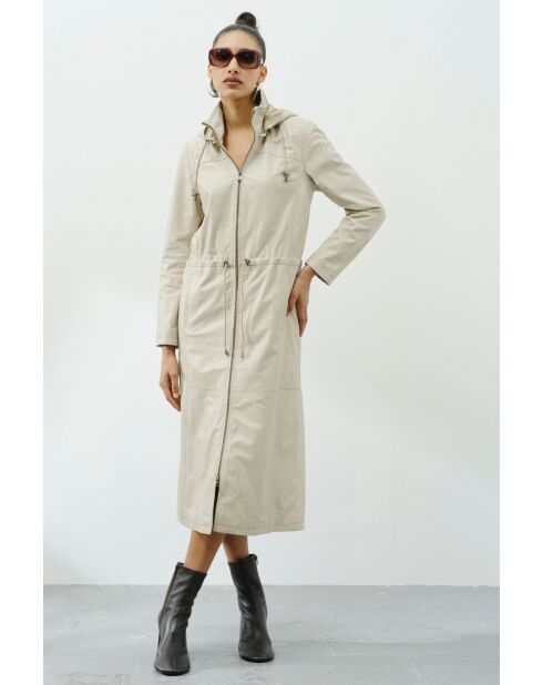 Manteau en cuir Arline mastic