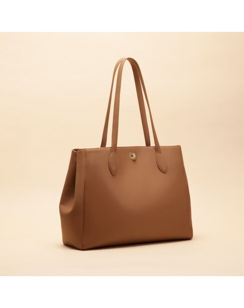 Sac à main Camille en cuir noisette - 37,1x27,2x15 cm