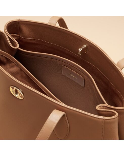 Sac à main Camille en cuir noisette - 37,1x27,2x15 cm