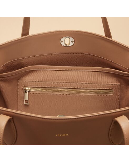 Sac à main Camille en cuir noisette - 37,1x27,2x15 cm
