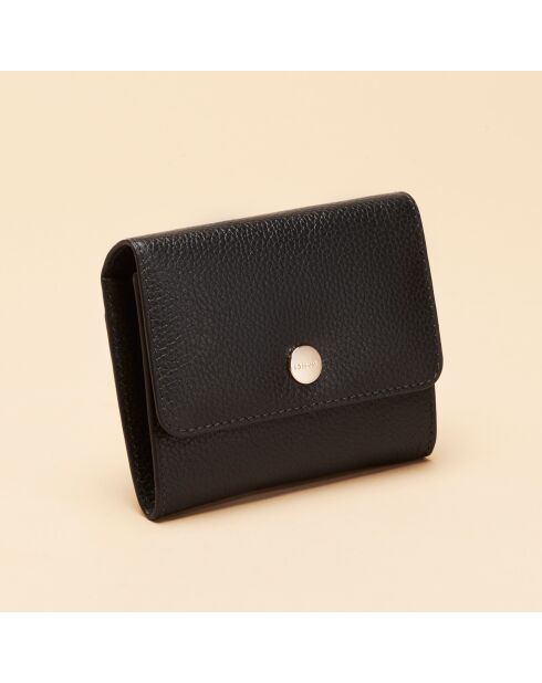 Porte-monnaie en cuir Mona noir - 110 x 90 x 15 mm