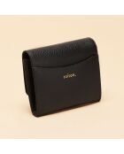 Porte-monnaie en cuir Mona noir - 110 x 90 x 15 mm