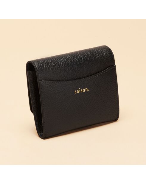 Porte-monnaie en cuir Mona noir - 110 x 90 x 15 mm