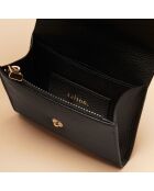 Porte-monnaie en cuir Mona noir - 110 x 90 x 15 mm