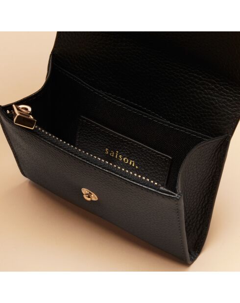 Porte-monnaie en cuir Mona noir - 110 x 90 x 15 mm