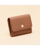 Cartera Mona de piel coñac - 110 x 90 x 15 mm