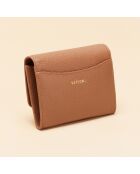 Cartera Mona de piel coñac - 110 x 90 x 15 mm