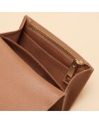 Cartera Mona de piel coñac - 110 x 90 x 15 mm