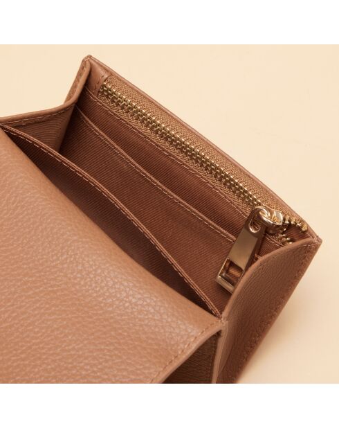 Porte-monnaie en cuir Mona cognac - 110 x 90 x 15 mm