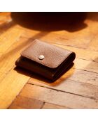 Cartera Mona de piel coñac - 110 x 90 x 15 mm