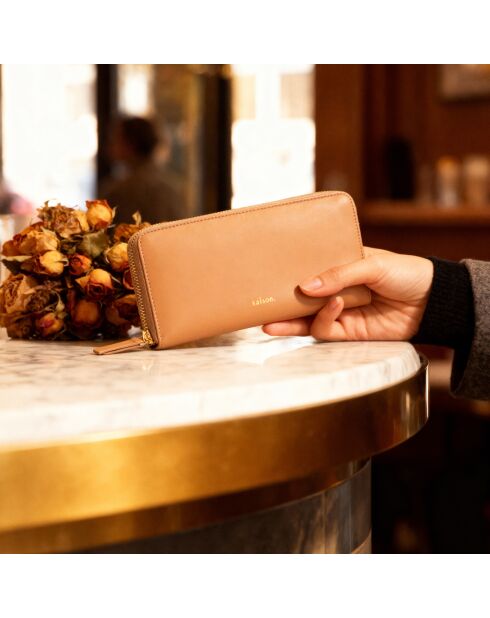 Compagnon en cuir Maya noisette - 195 x 100 x 20 mm