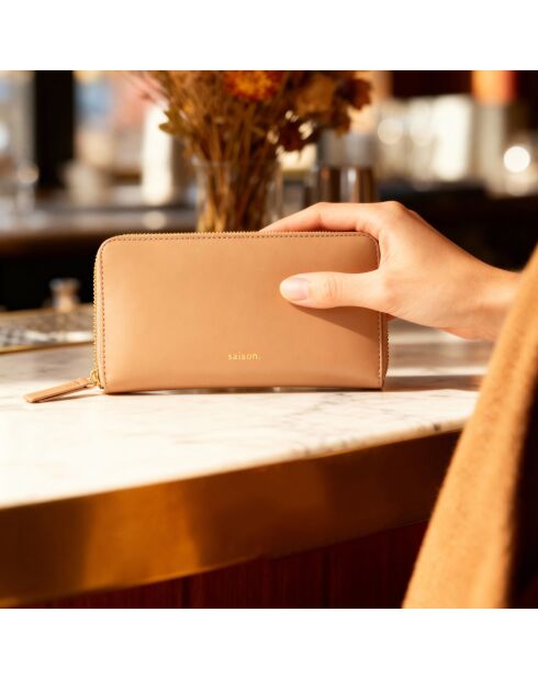 Compagnon en cuir Maya noisette - 195 x 100 x 20 mm