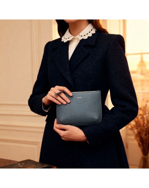 Pochette Bianca en cuir neptune - 20,5x14x3 cm