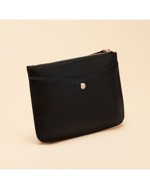 Pochette Bianca en cuir noir - 20,5x14x3 cm