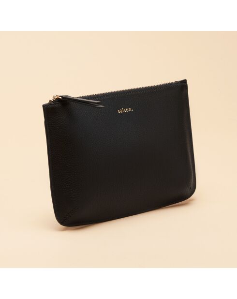Pochette Bianca en cuir noir - 20,5x14x3 cm