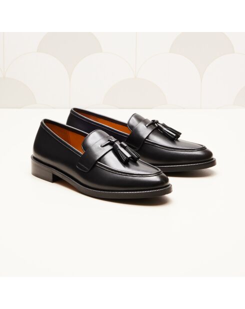 Anna zwarte leren instappers