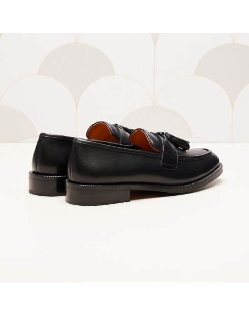 Anna zwarte leren instappers