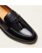 Anna zwarte leren instappers