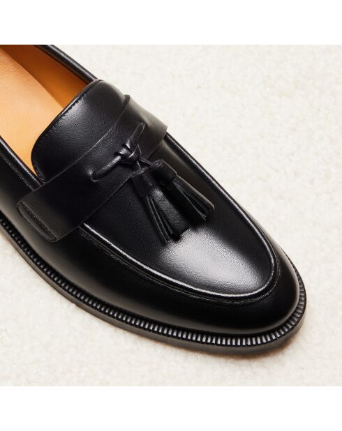 Anna zwarte leren instappers