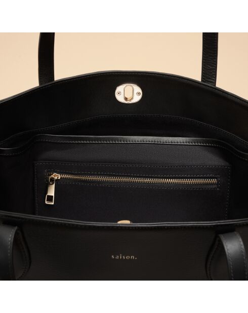 Sac à main Camille en cuir noir - 37,1x27,2x15 cm