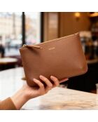 Pochette Bianca en cuir cognac - 20,5x14x3 cm