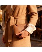 Pochette Bianca en cuir cognac - 20,5x14x3 cm