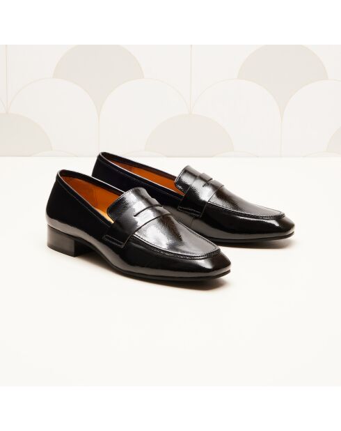 Schwarze Mokassins Elise aus Lackleder