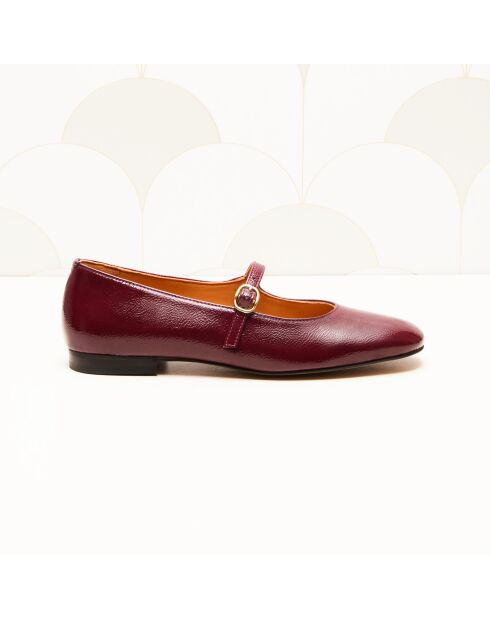 Ballerines en cuir verni Olivia bordeaux