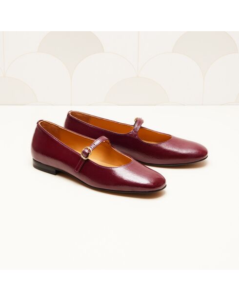 Ballerines en cuir verni Olivia bordeaux