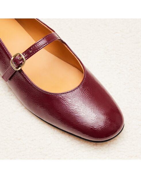 Ballerines en cuir verni Olivia bordeaux