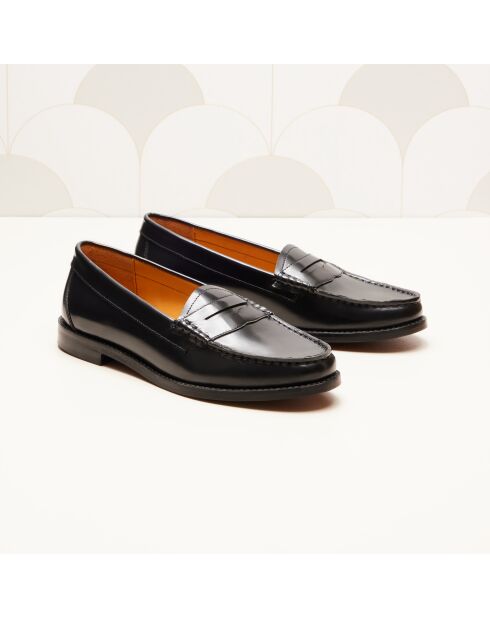 Victoire zwarte leren instappers